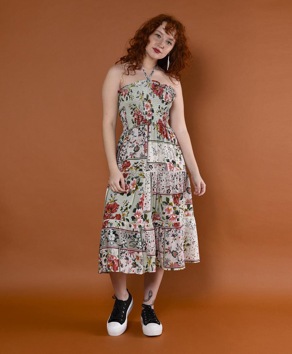 Vestido midi off shoulder