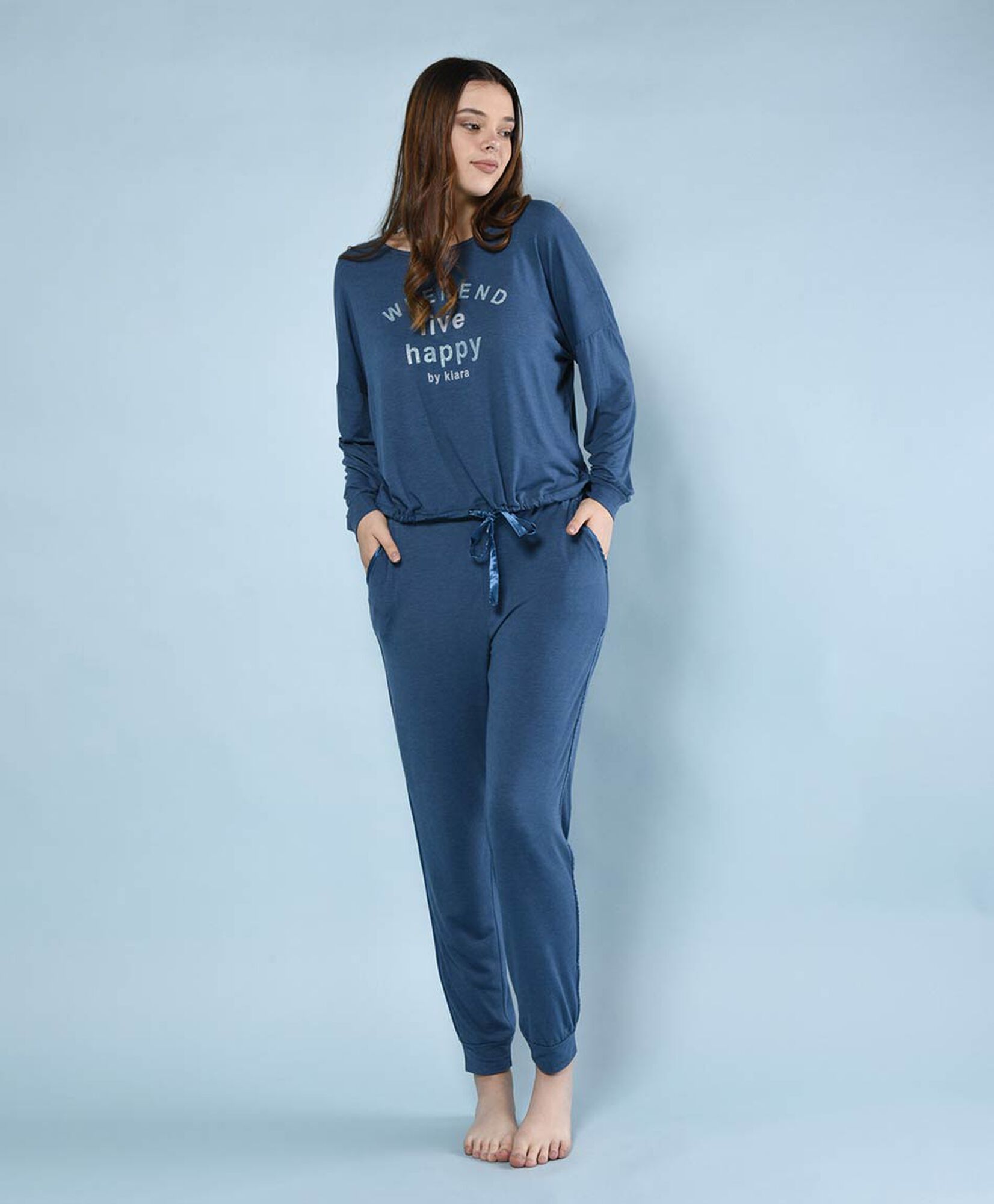 Pijama mujer lazo satín ajustable 2 piezas Pijama mujer lazo satín ajustable 2 piezas