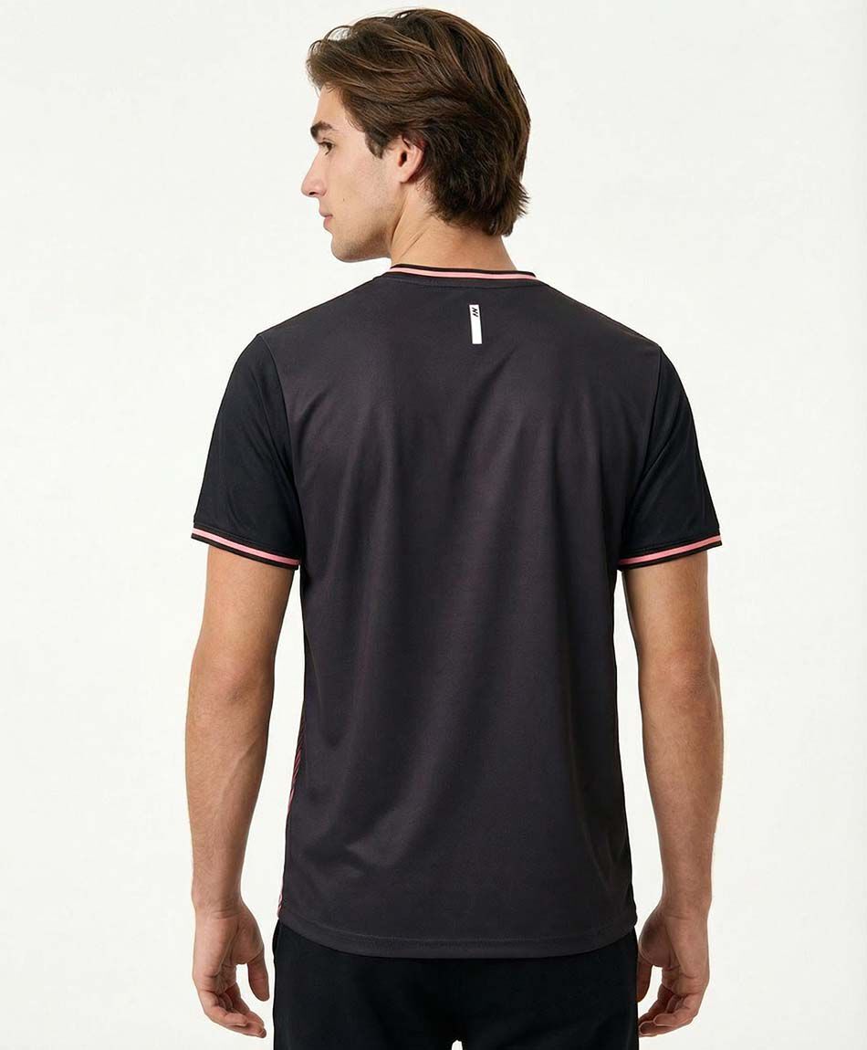 Polera deportiva hombre contraste rosa