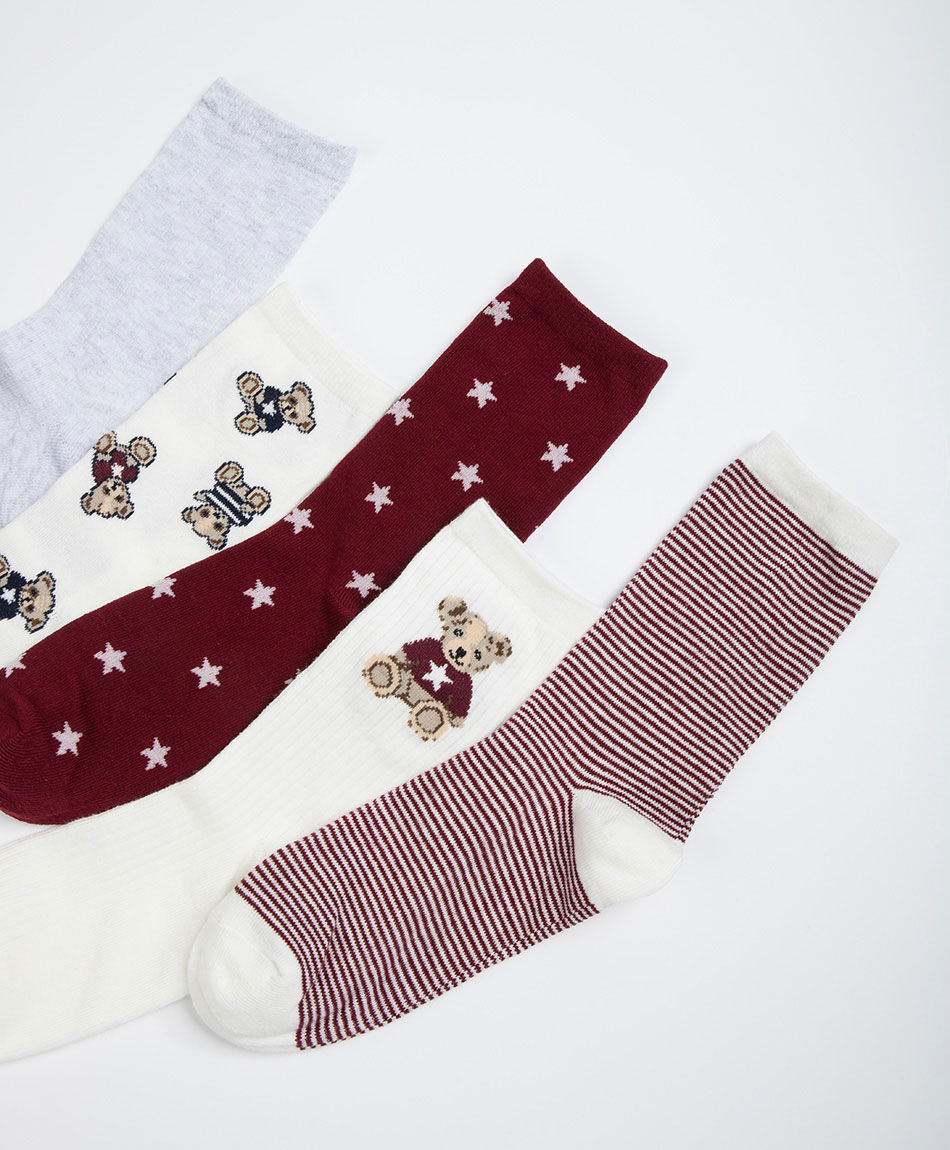Pack 5 calcetines mujer ositos
