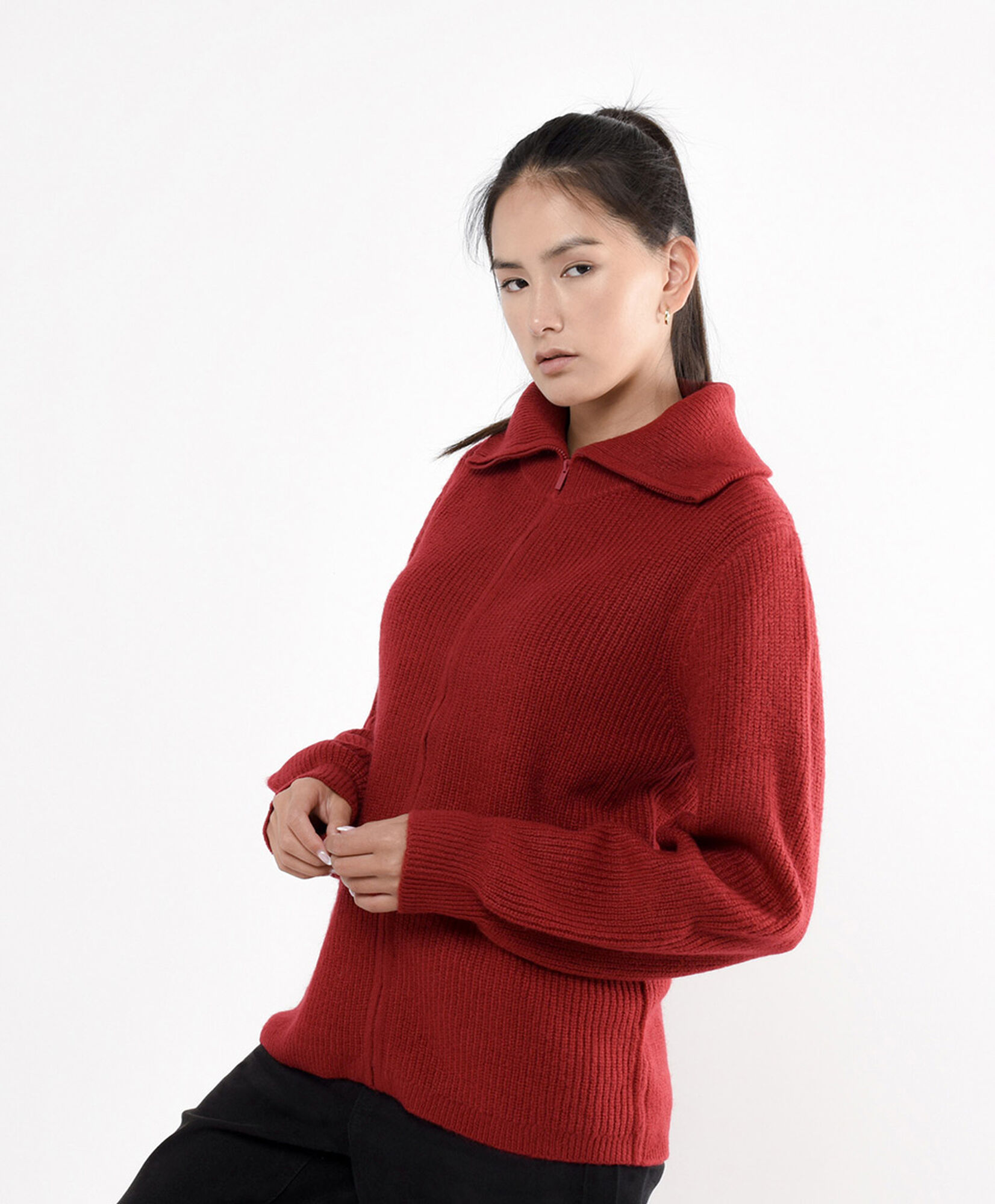Cardigan mujer rojo cierre entero Cardigan mujer rojo cierre entero