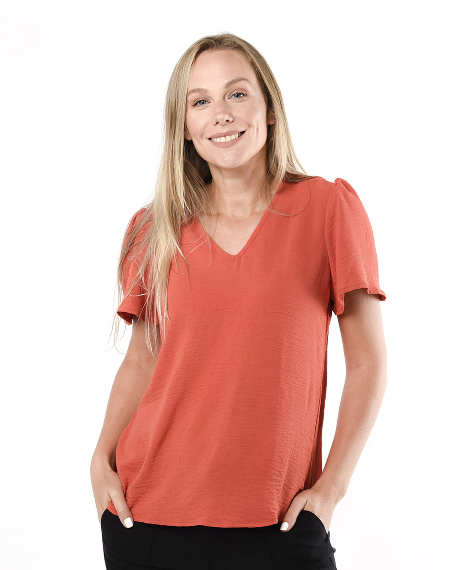 Blusa mujer manga vuelo color Blusa mujer manga vuelo color