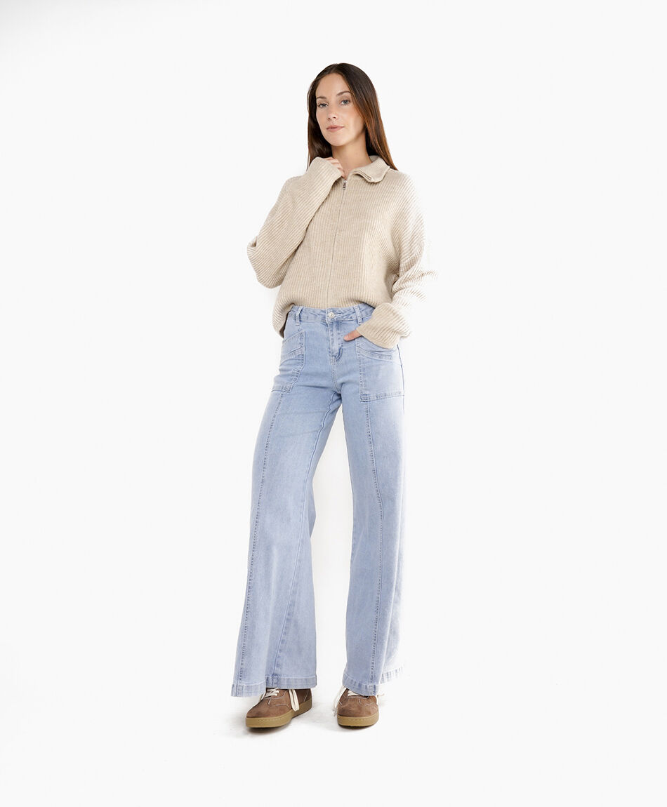 Jeans mujer corte bolsillo wide