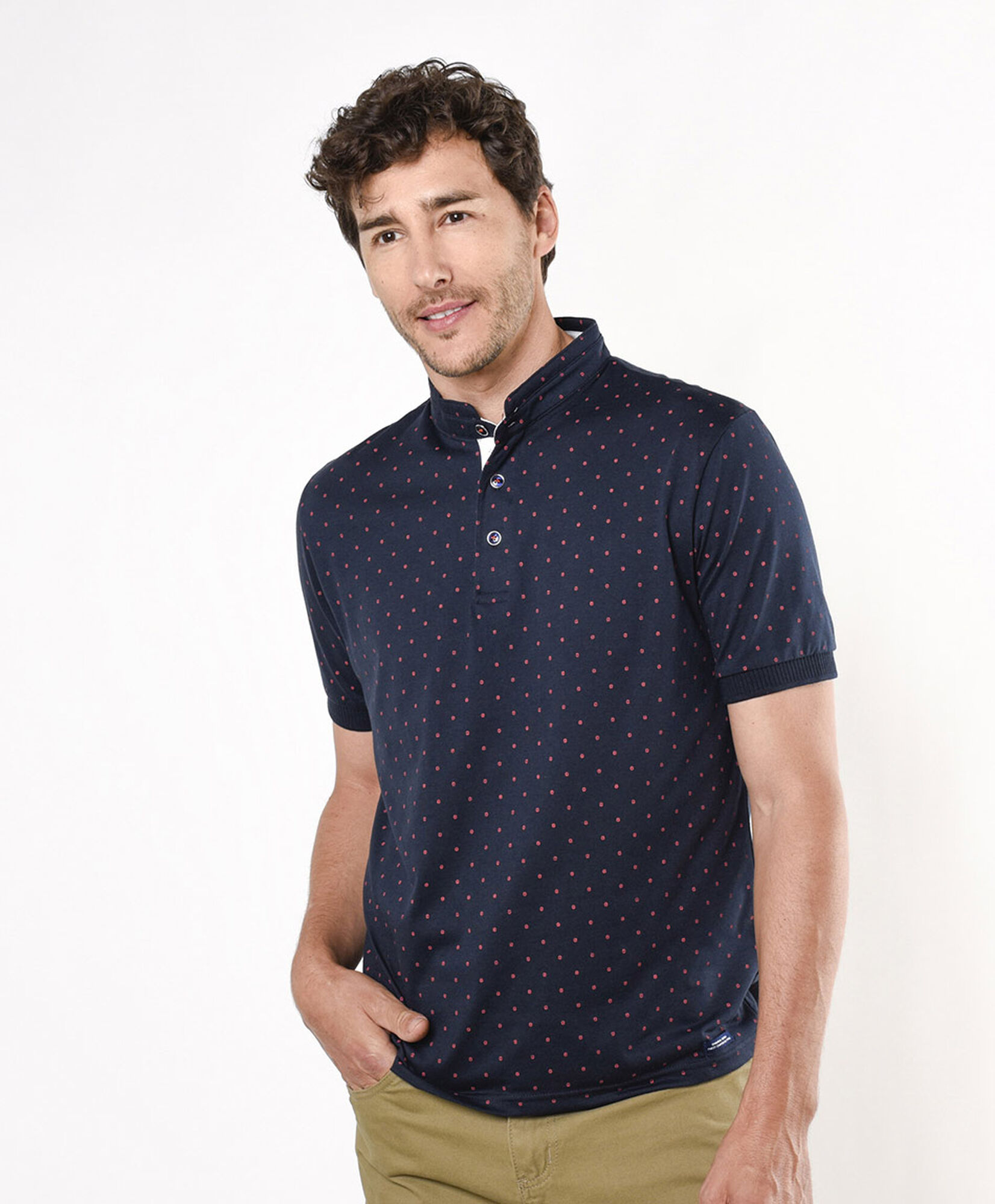 Polera hombre puntos cuello mao Polera hombre puntos cuello mao