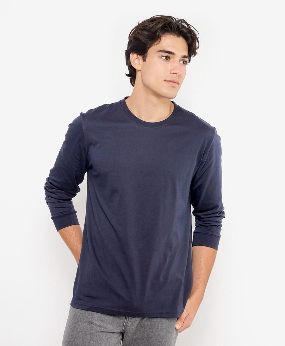 Polera hombre lisa manga larga