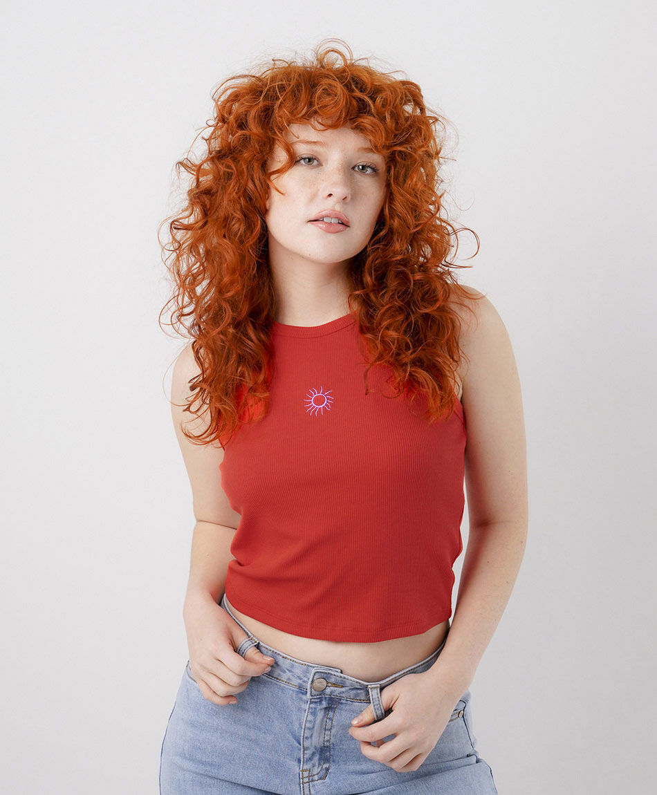 Polera mujer sol bordado