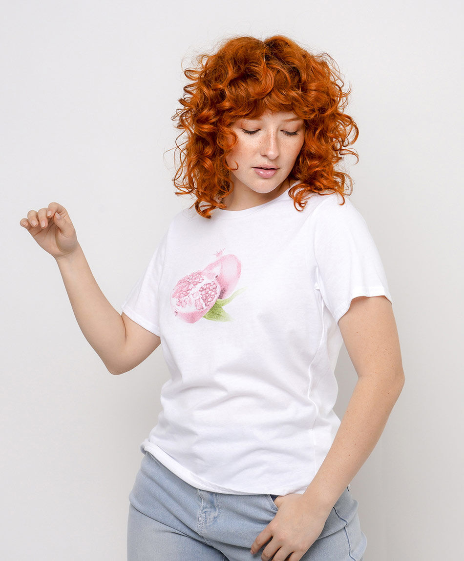 Polera mujer estampado granada