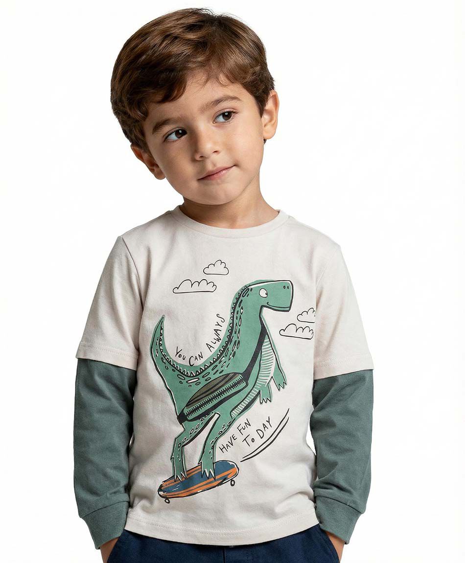 Polera beb&eacute; estampado dinocool