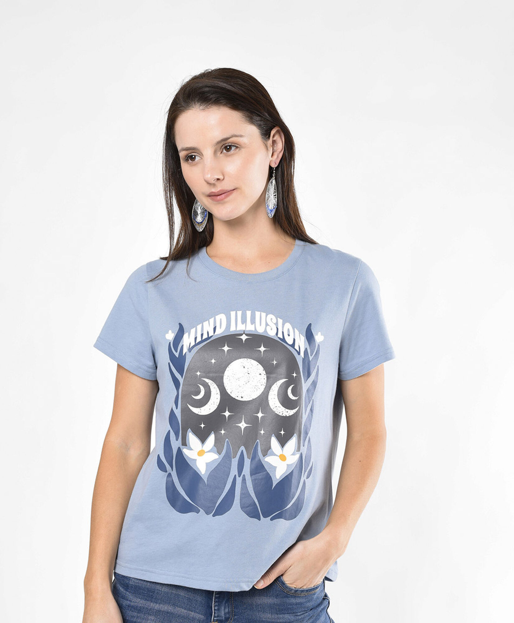 Polera mujer estampado lunas Polera mujer estampado lunas