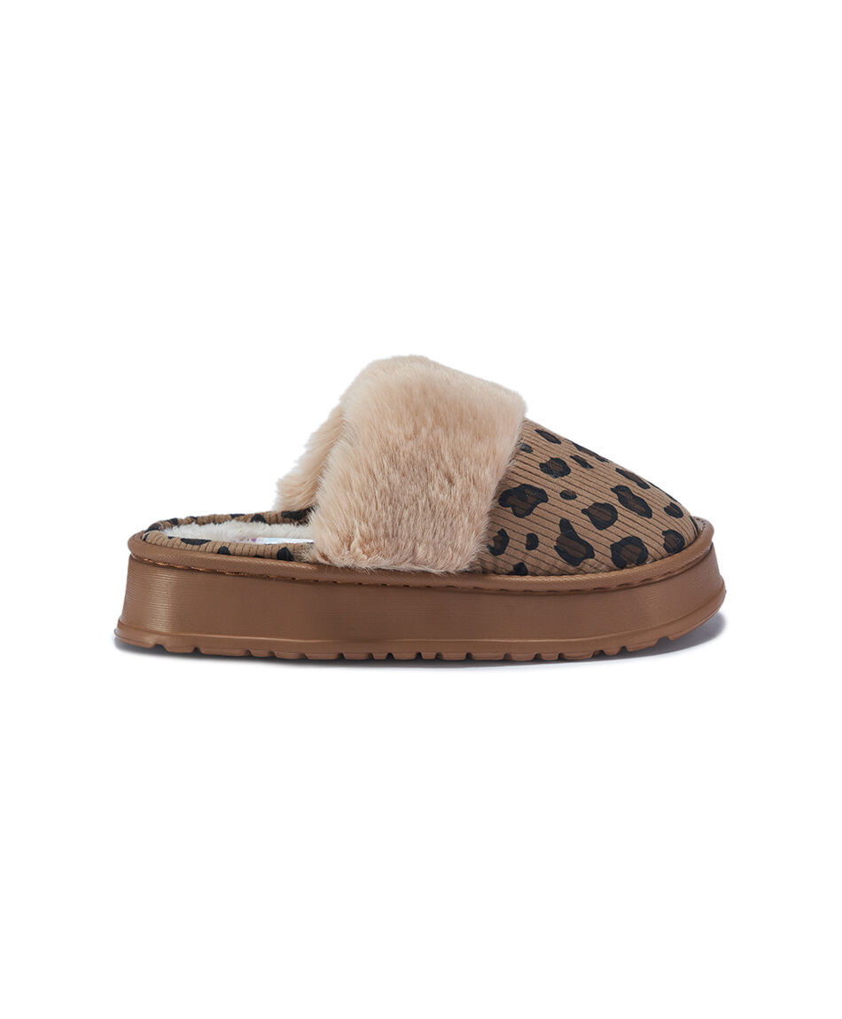 Pantufla mujer plataforma animal print