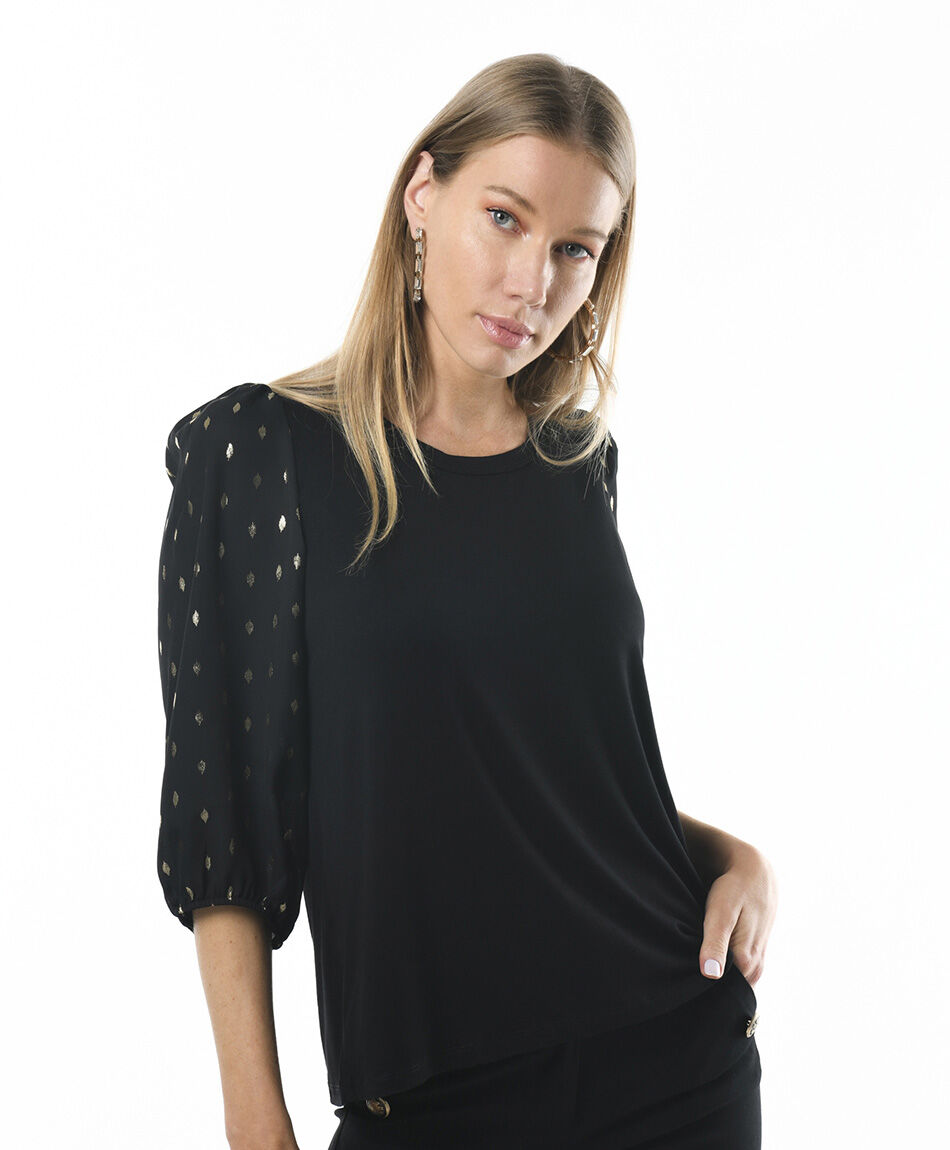 Polera mujer print mangas