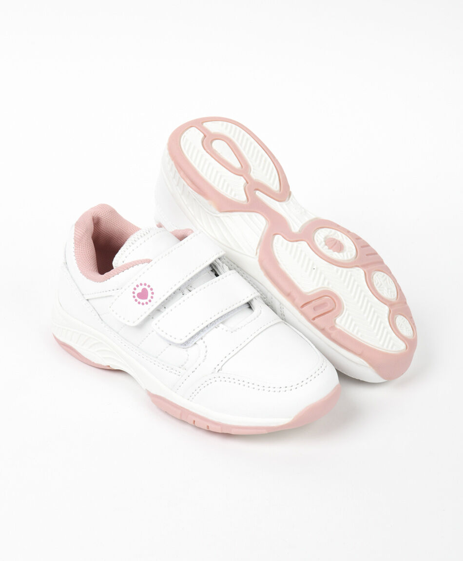 Zapatilla escolar blanca y rosada