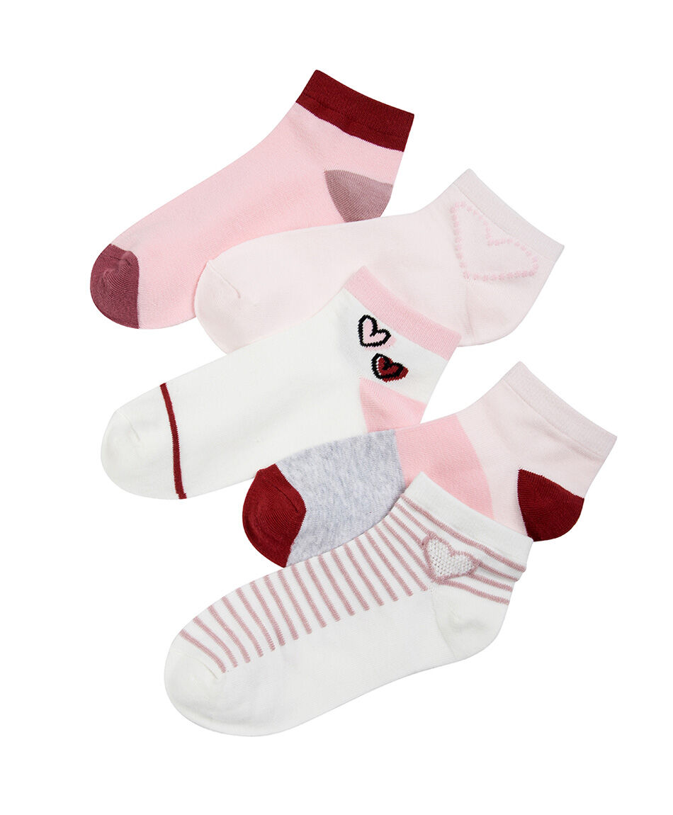 Pack 5 calcetines mujer cortos lineas y corazones