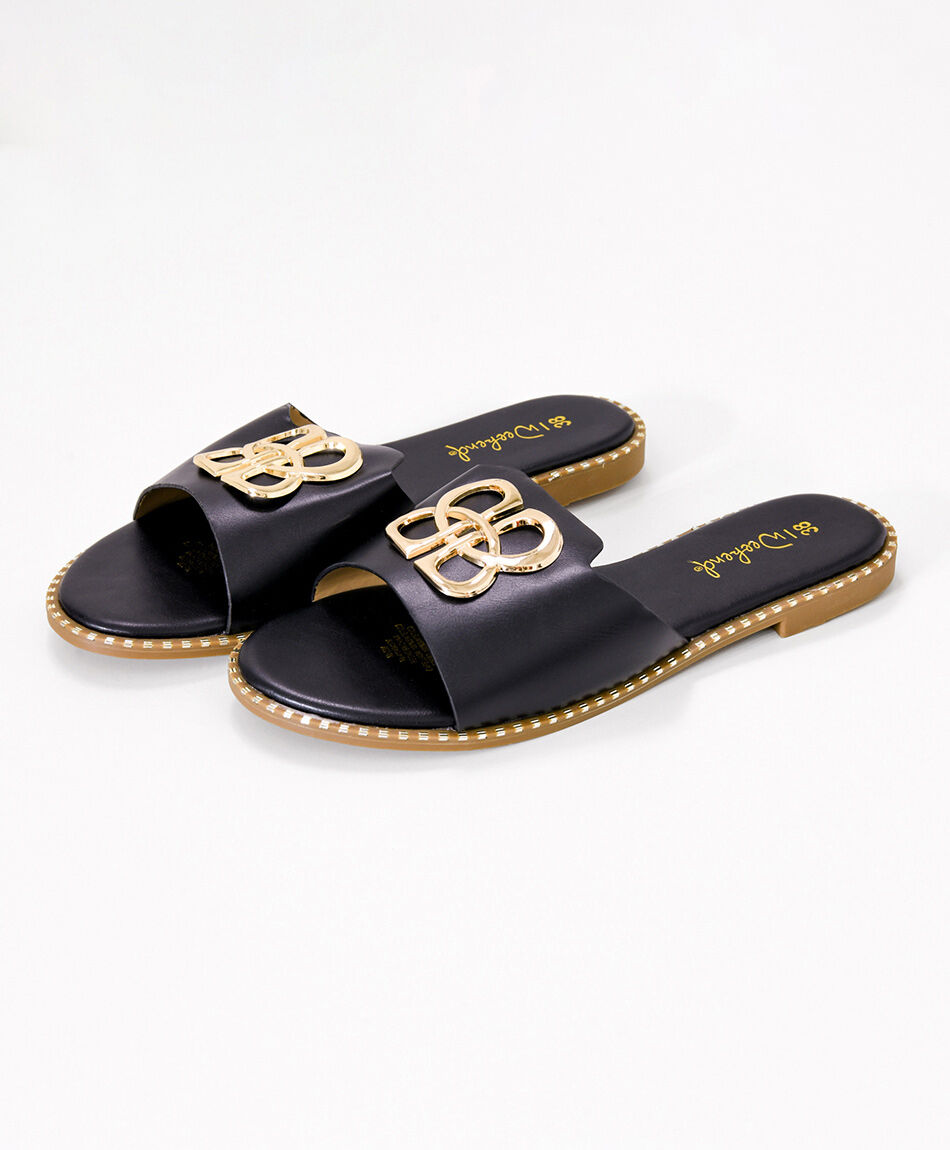 Sandalia mujer negra y dorado