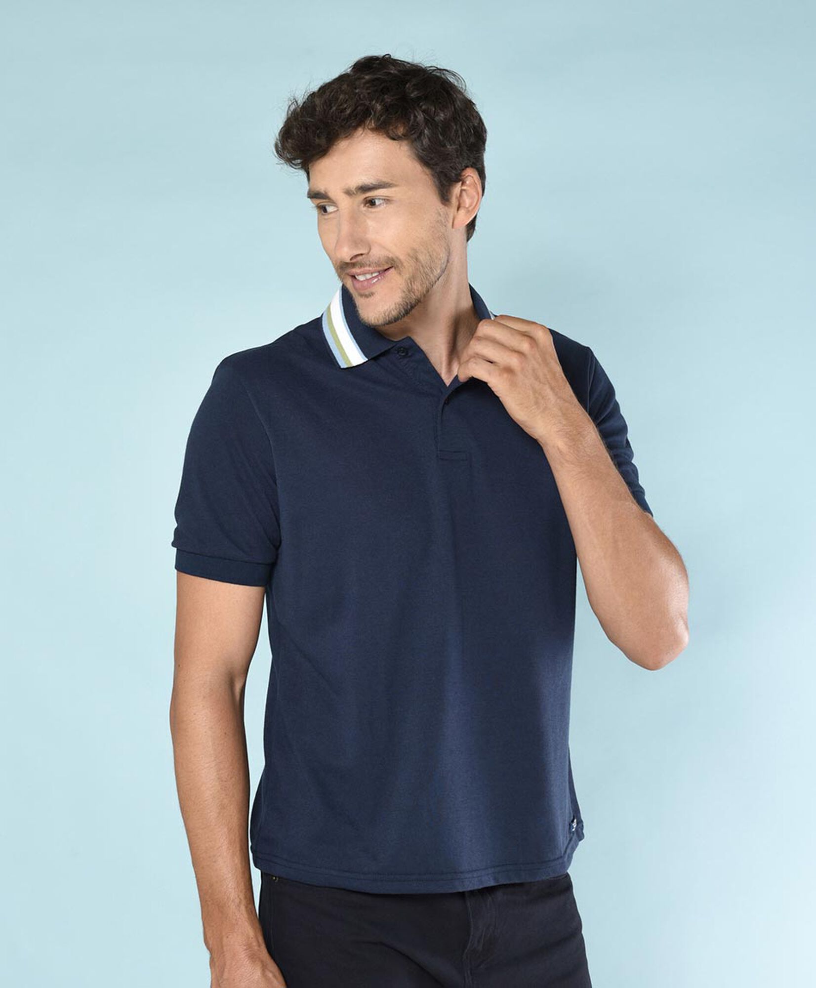 Polera hombre piqué líneas Polera hombre piqué líneas