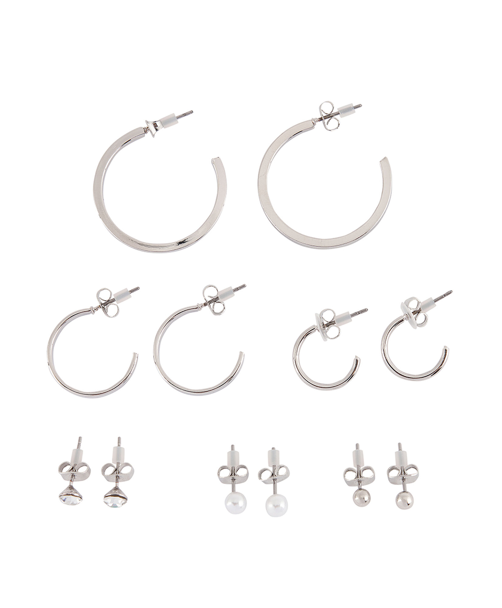 Set 6 aros mujer plateados Set 6 aros mujer plateados