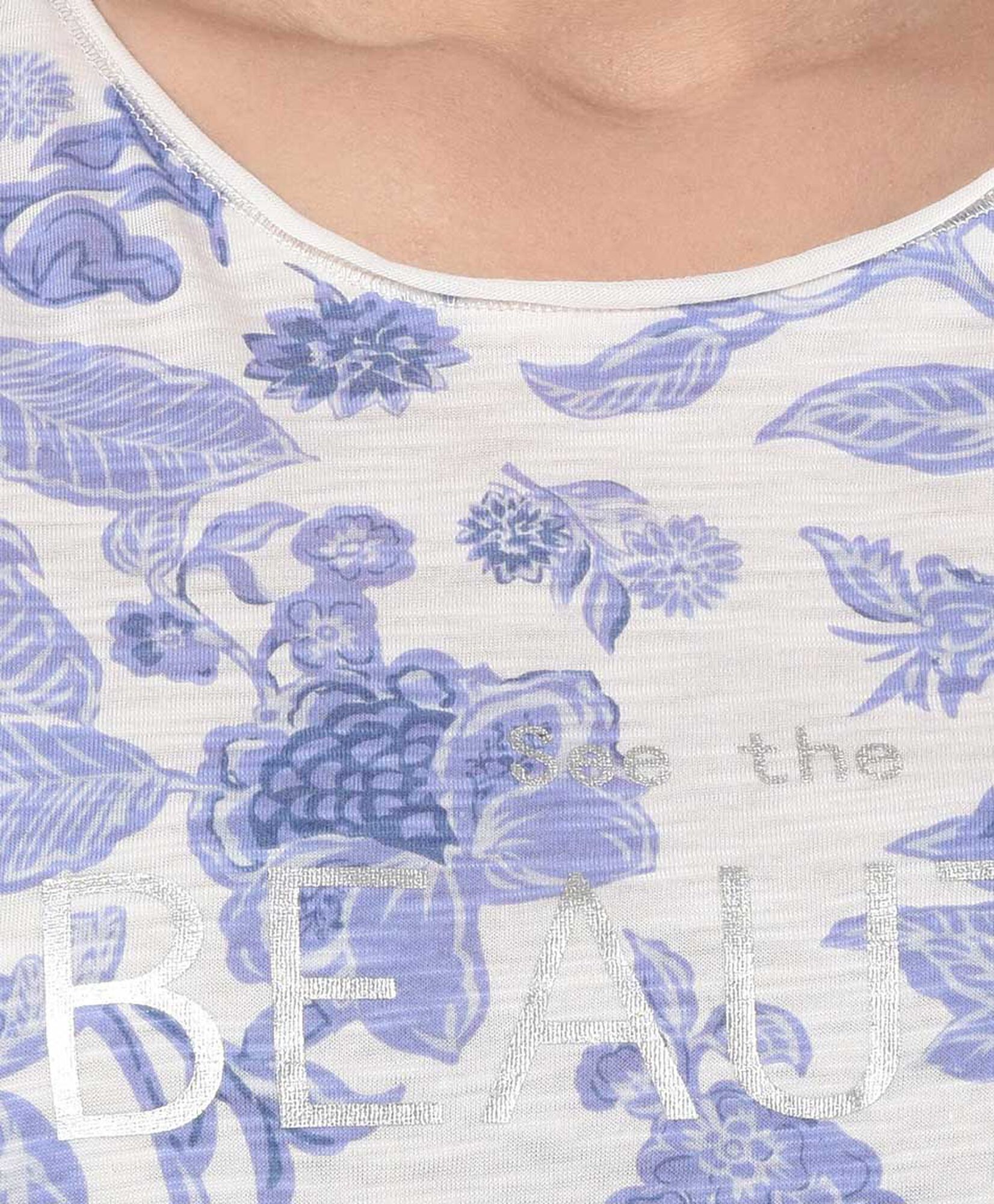 Polera mujer jaspeada floral oversize Polera mujer jaspeada floral oversize