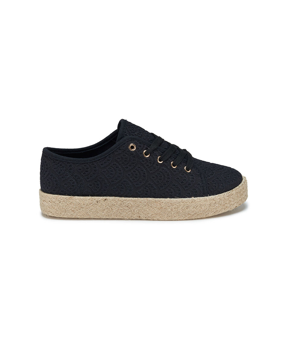 Zapatilla mujer rafia negra