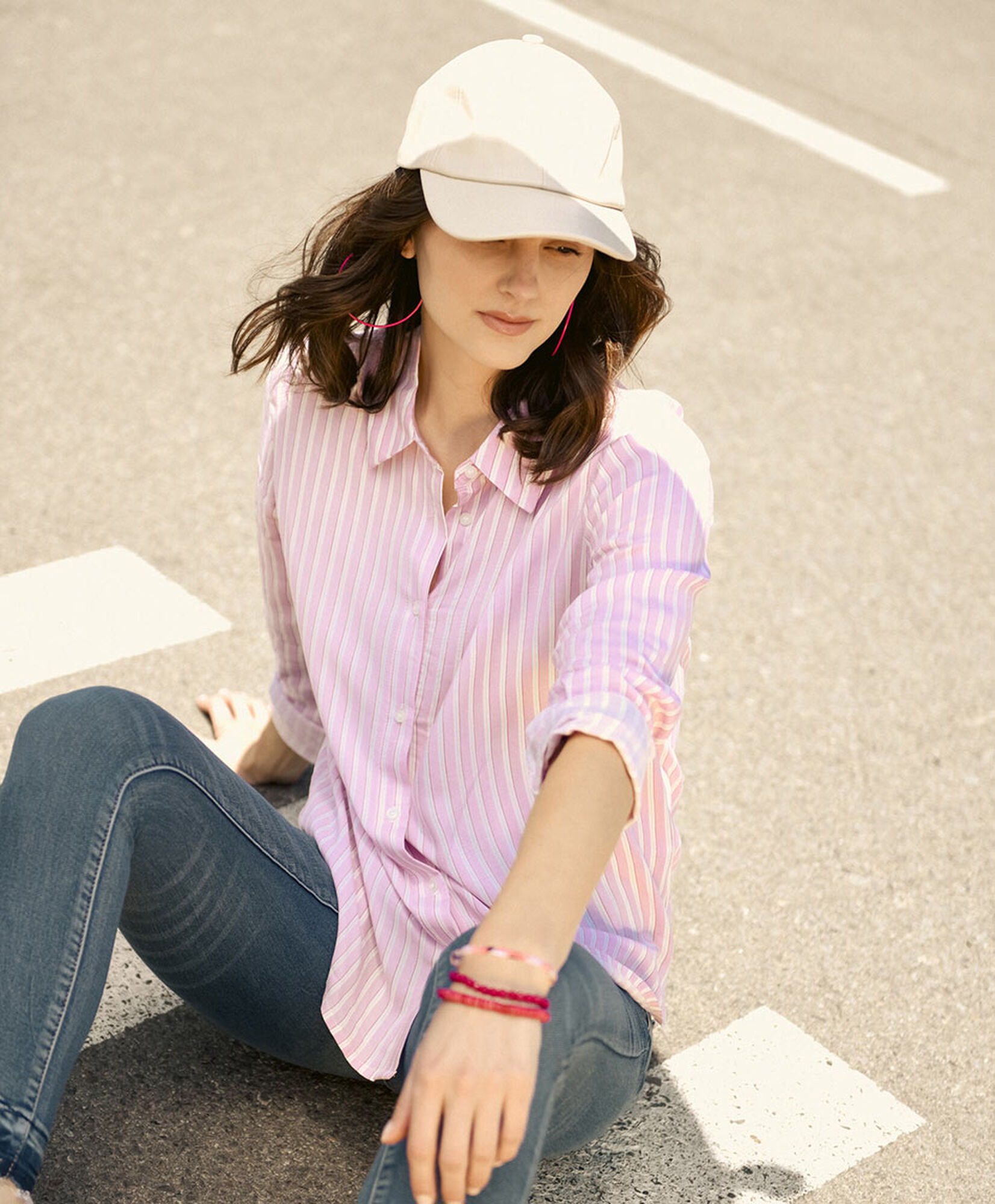 Blusa mujer líneas bicolor rosada Blusa mujer líneas bicolor rosada