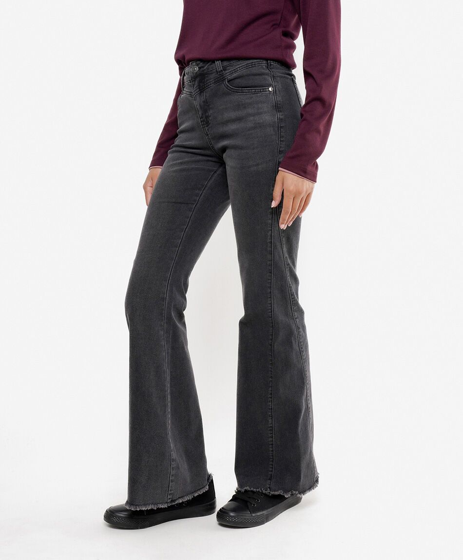 Jeans mujer doble costura flare