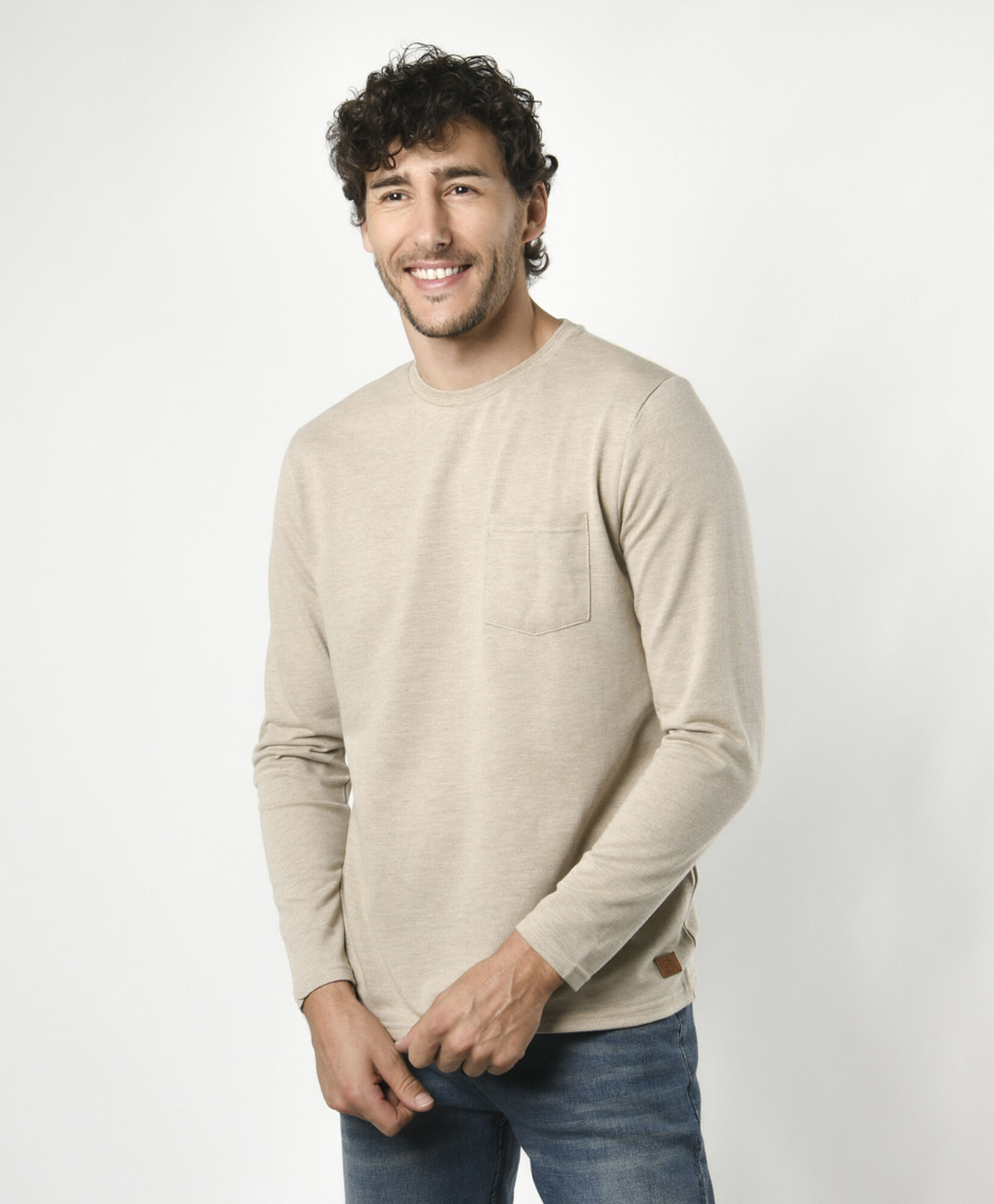 Polera hombre básica beige Polera hombre básica beige