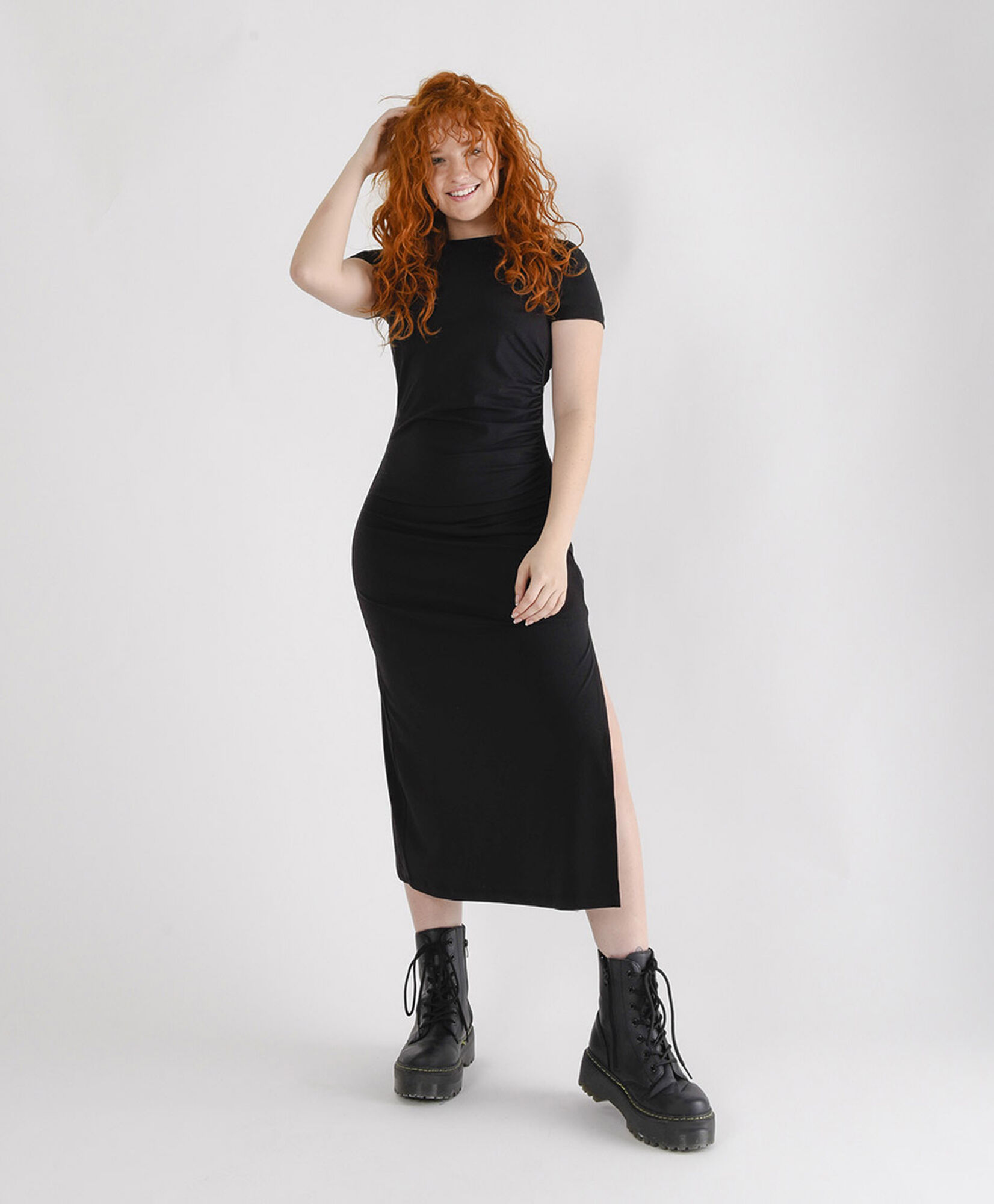 Vestido largo mujer fruncido lateral Vestido largo mujer fruncido lateral