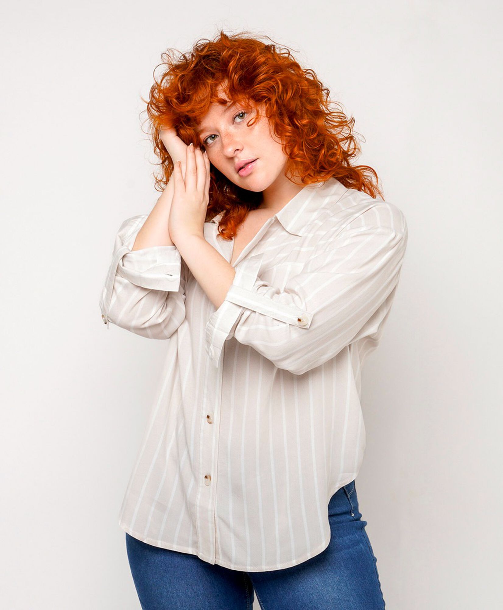 Blusa mujer líneas beige Blusa mujer líneas beige