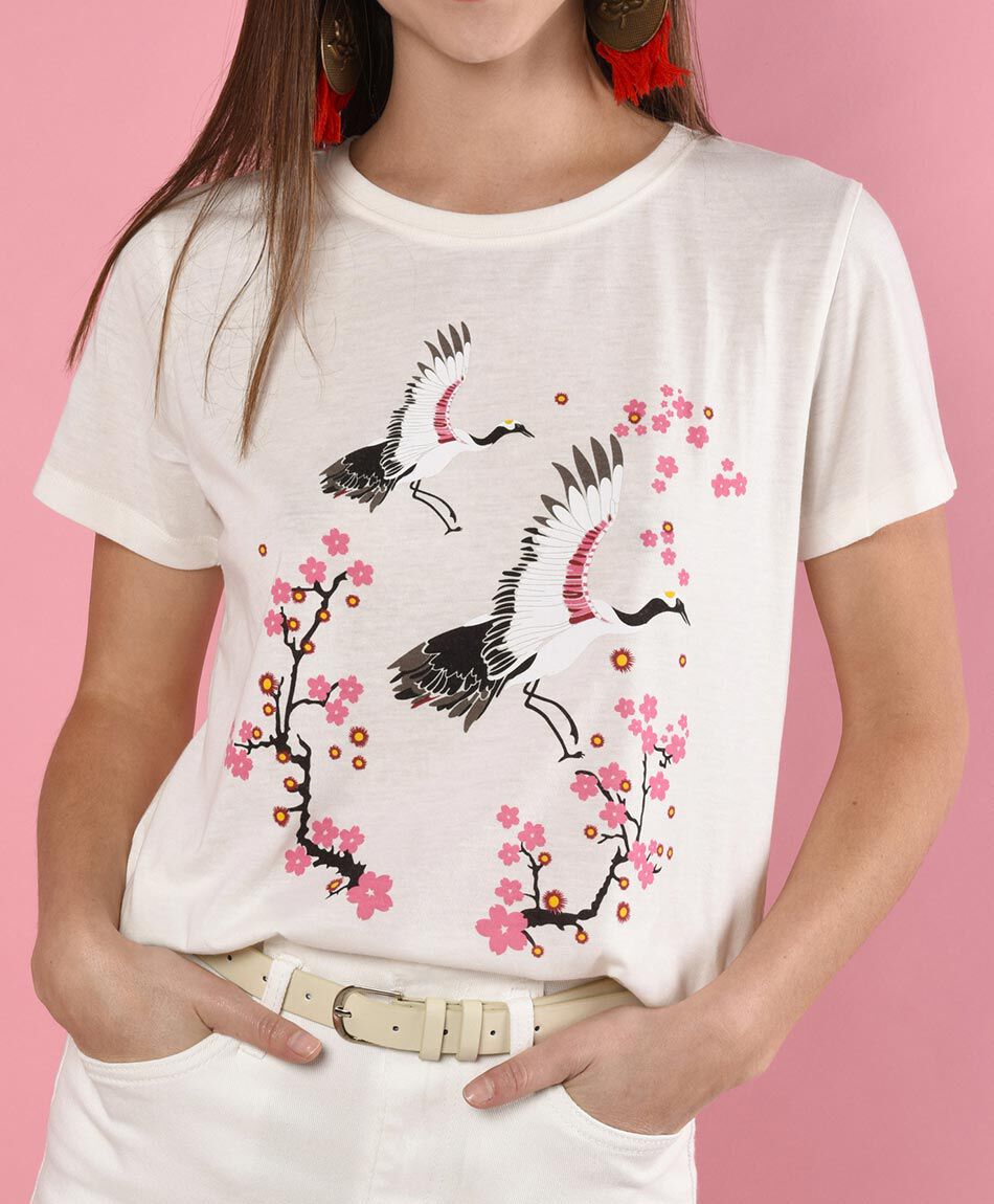 Polera manga corta cuello redondo