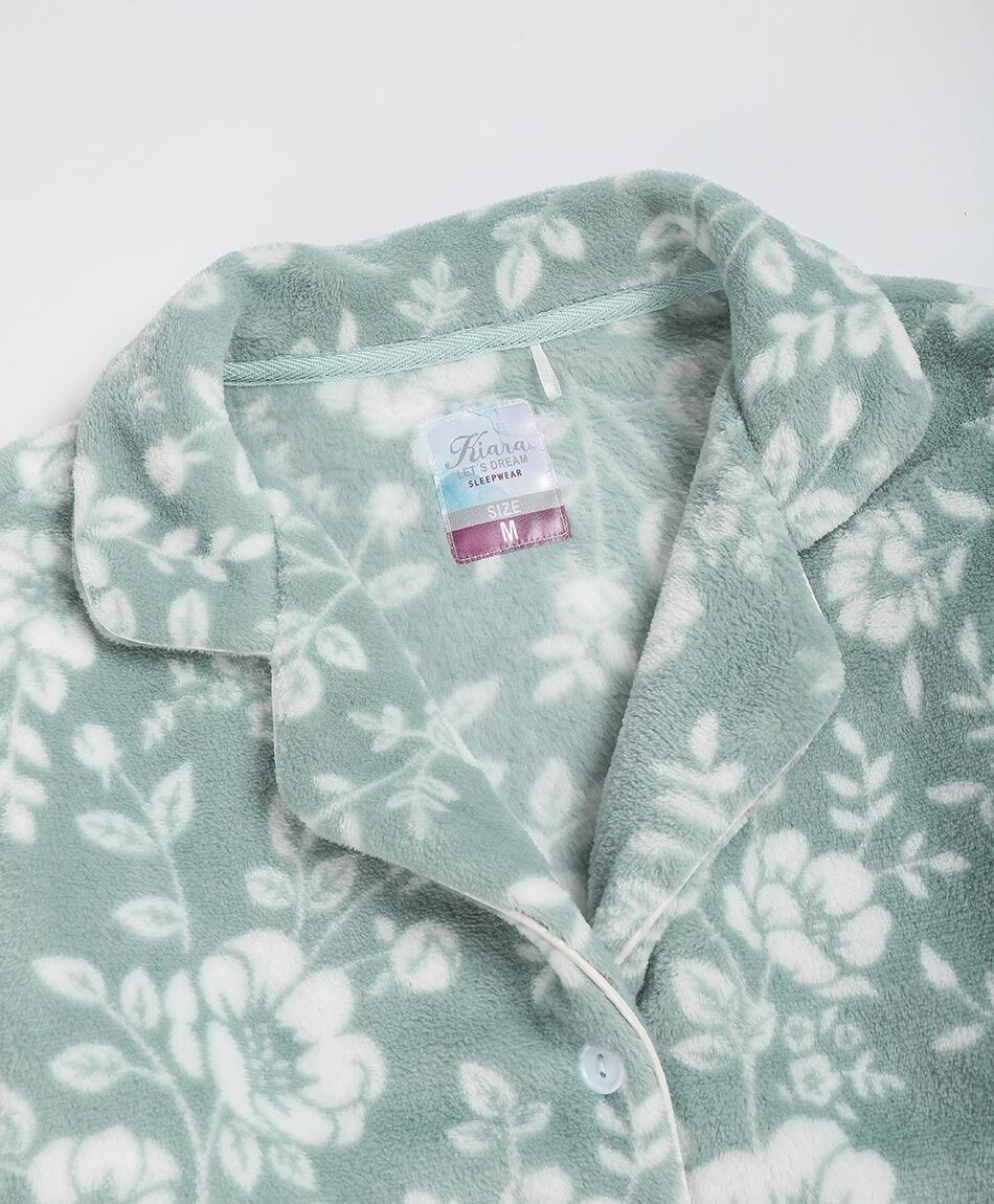 Pijama mujer coral camisero floreado