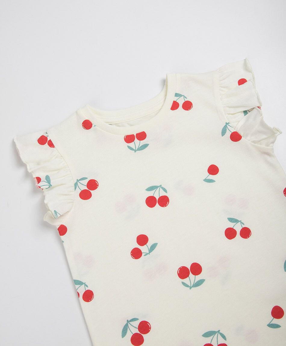 Polera beb&eacute; vuelos cerezas