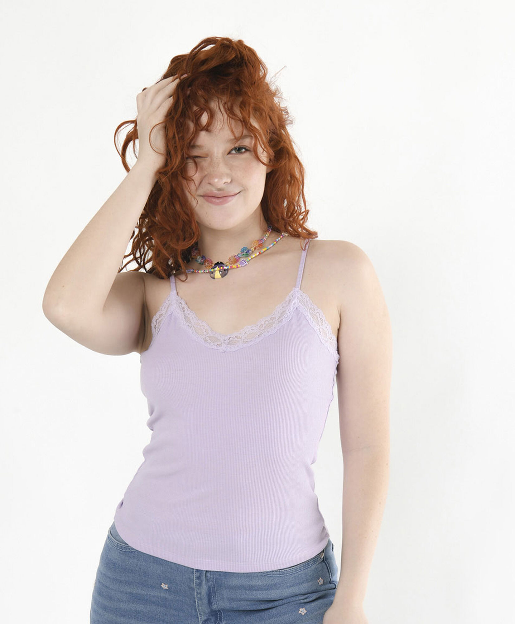 Polera mujer top encajes ajustada Polera mujer top encajes ajustada