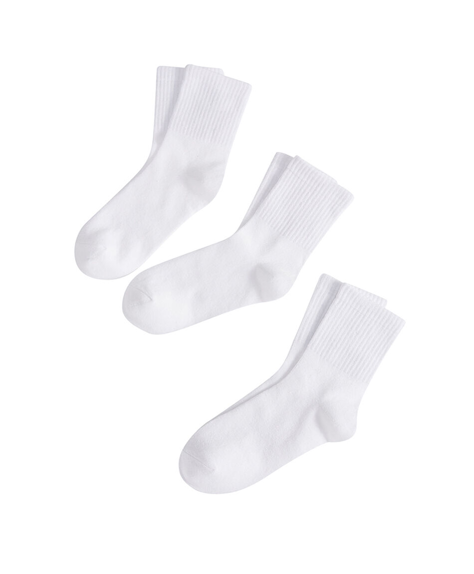 Pack 3 calcetines mujer acanalados blancos