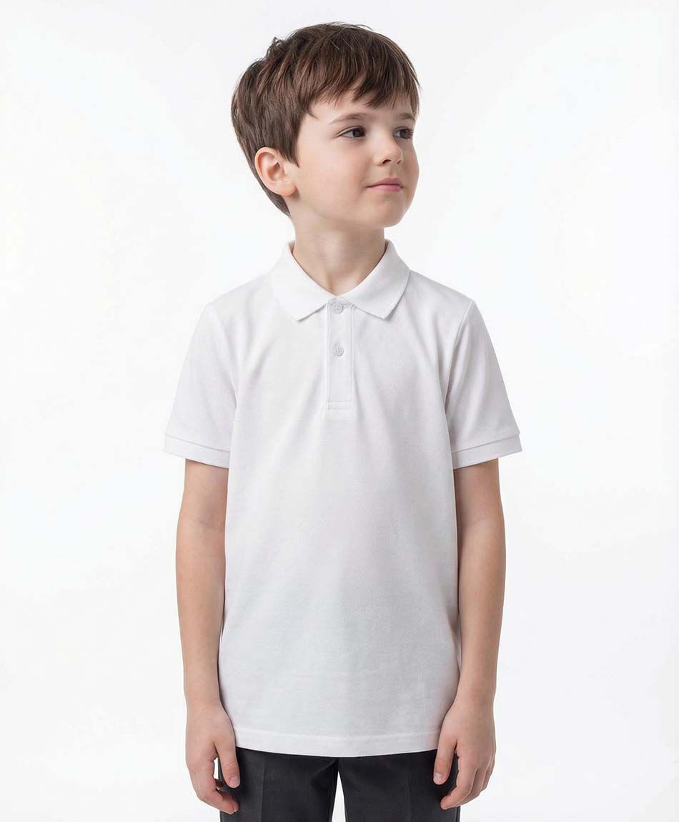 Polera escolar cuello polo blanca