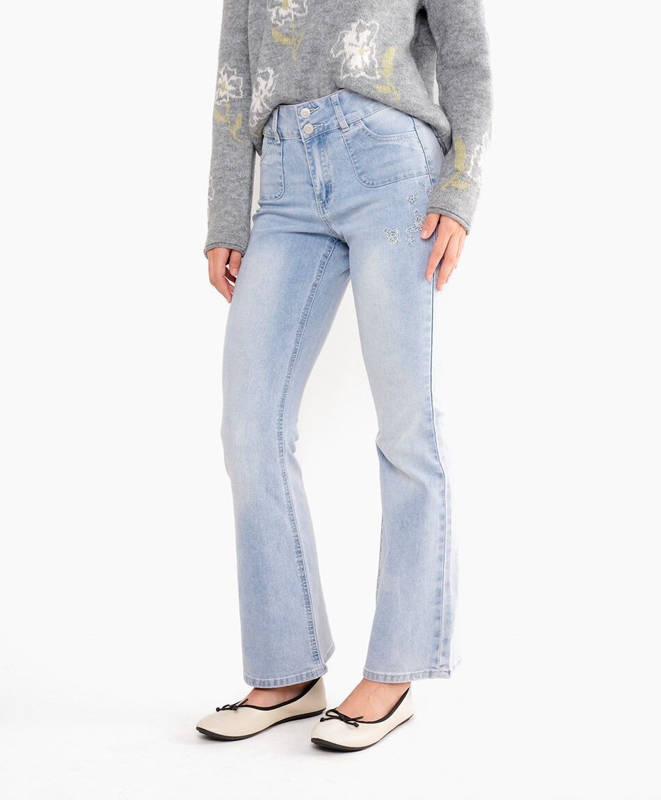 Jeans mujer  flare bordados