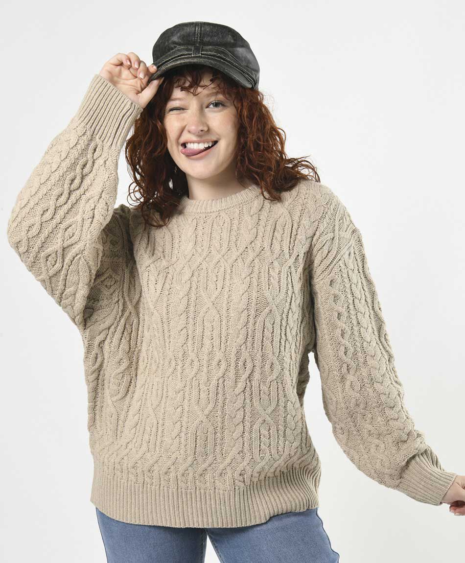 Sweater mujer trenzado oversize