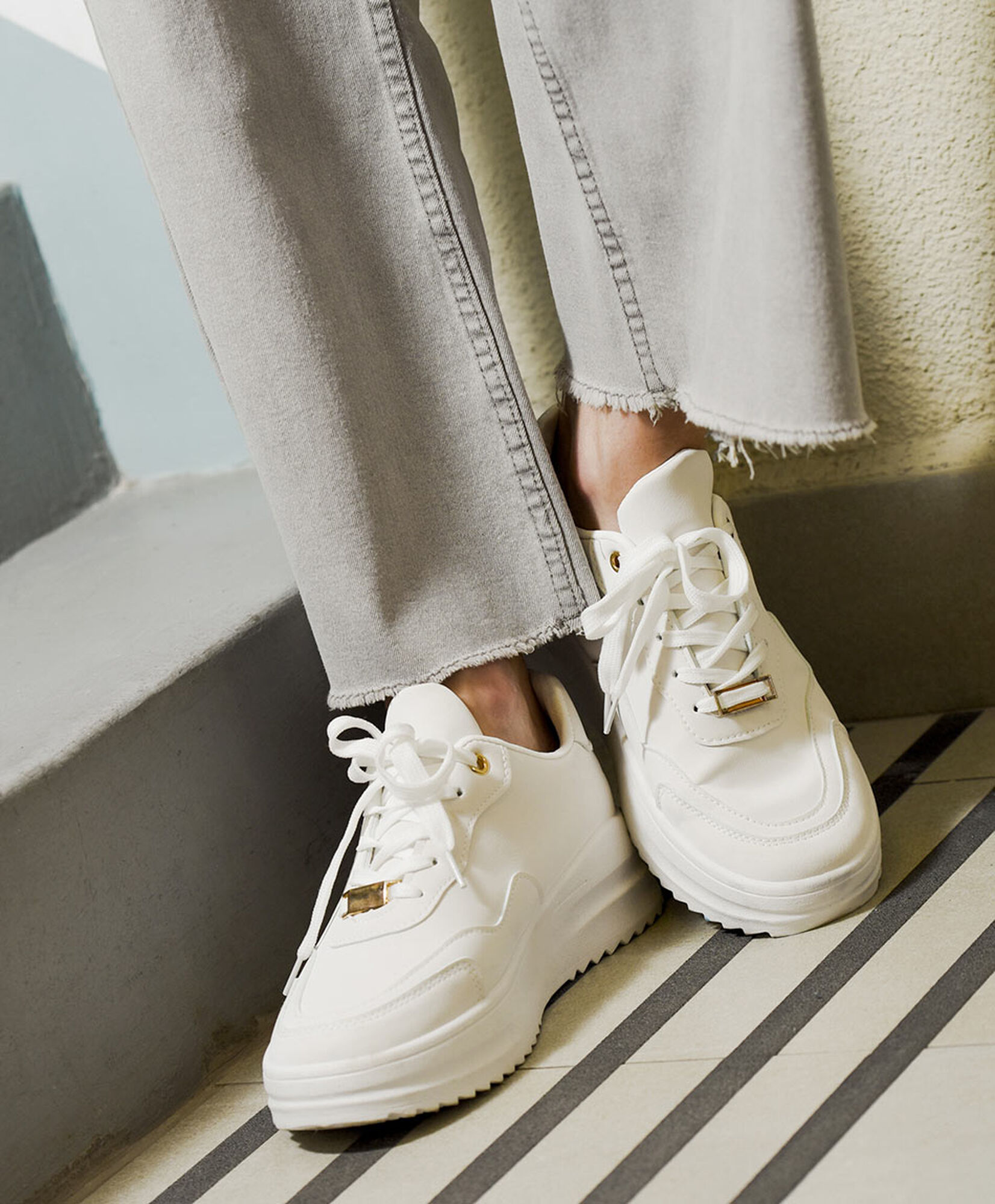 Zapatilla mujer costuras plataforma TRICOT