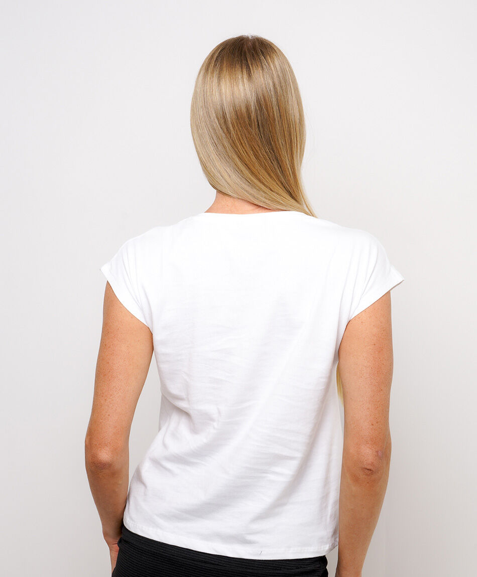 Polera mujer brillos leopardo