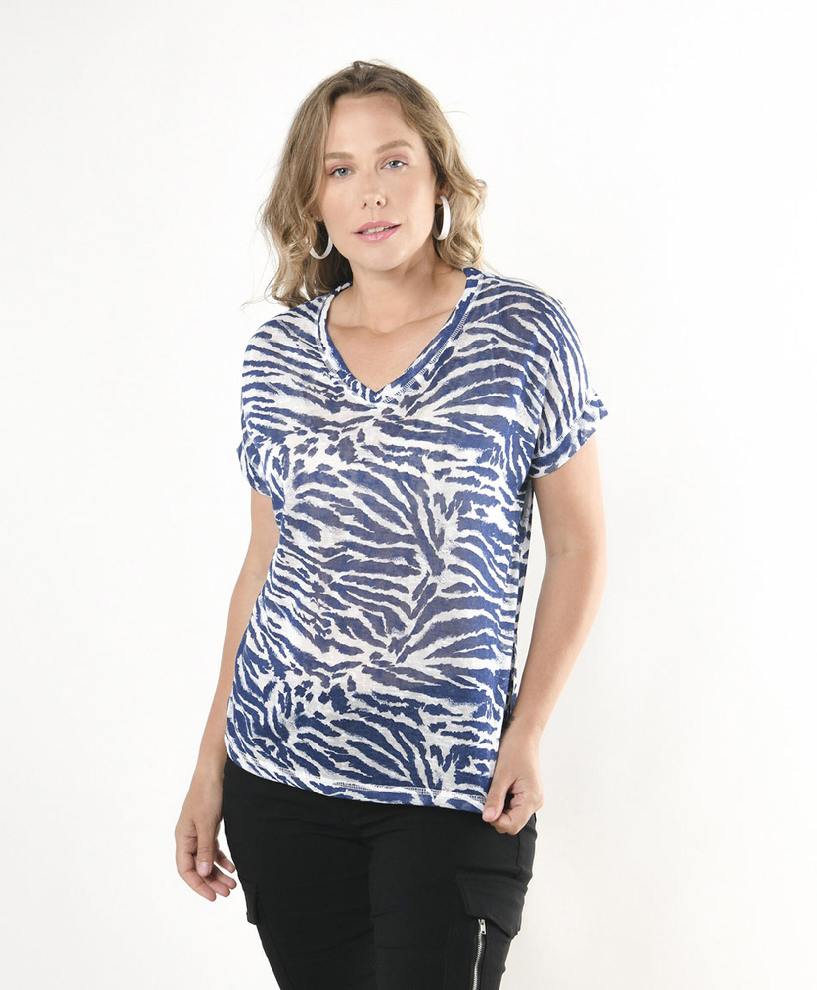 Polera mujer print azul Polera mujer print azul
