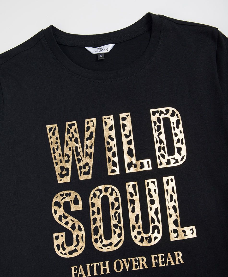 Polera mujer animal print texto