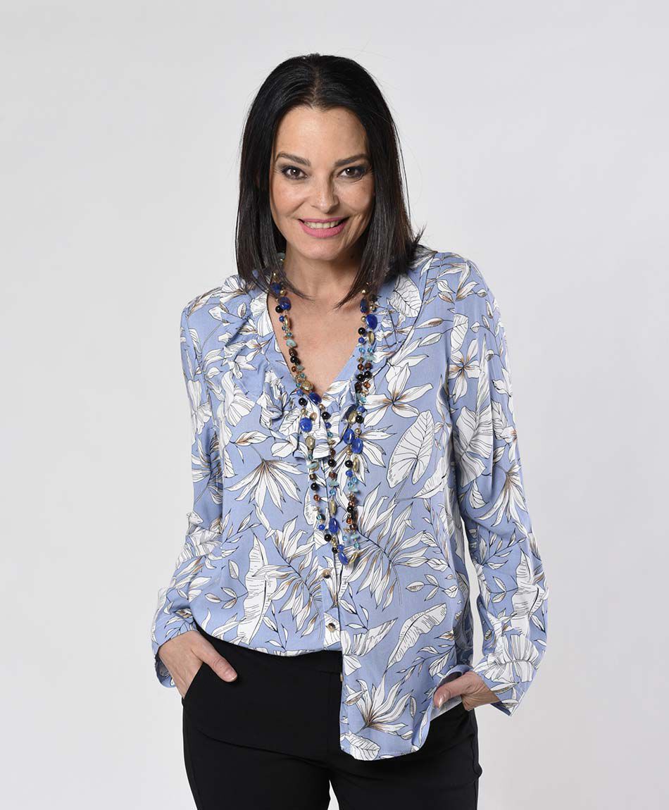 Blusa mujer estampada hojas