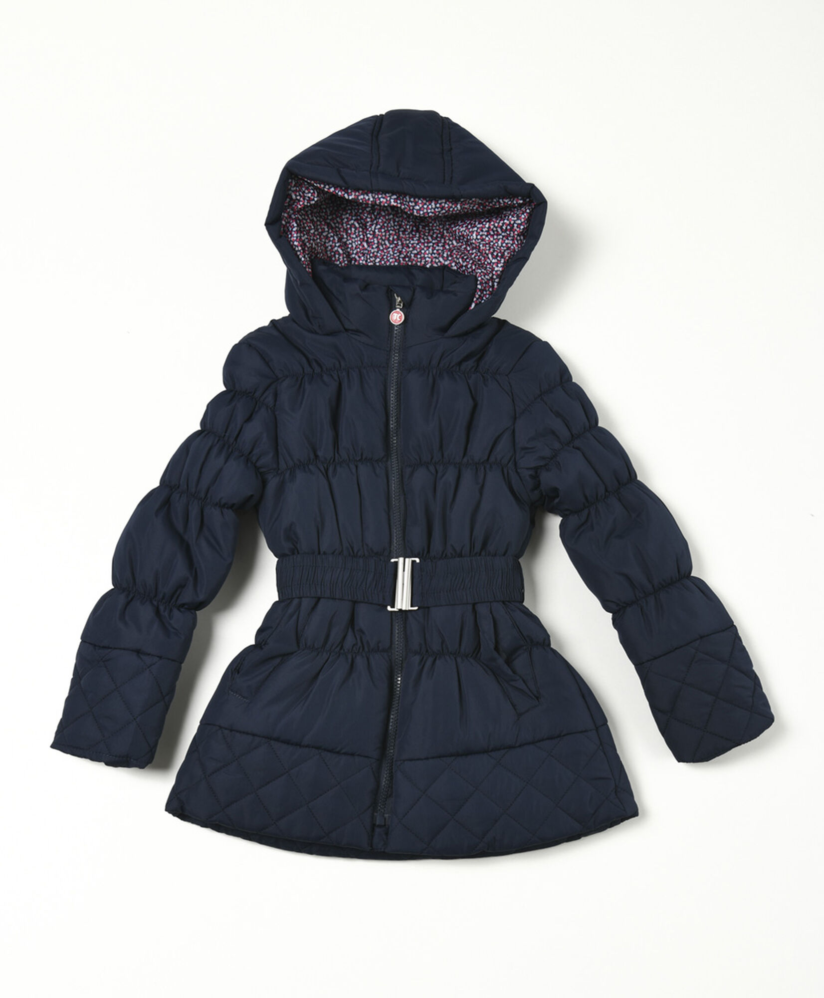 Parka escolar con cinturón y costuras Parka escolar con cinturón y costuras