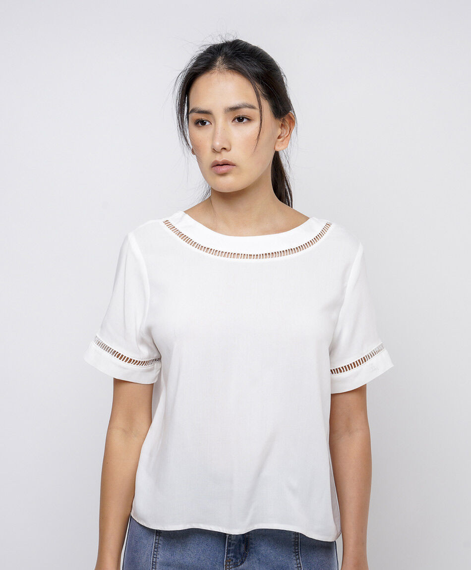 Blusa mujer detalles calados