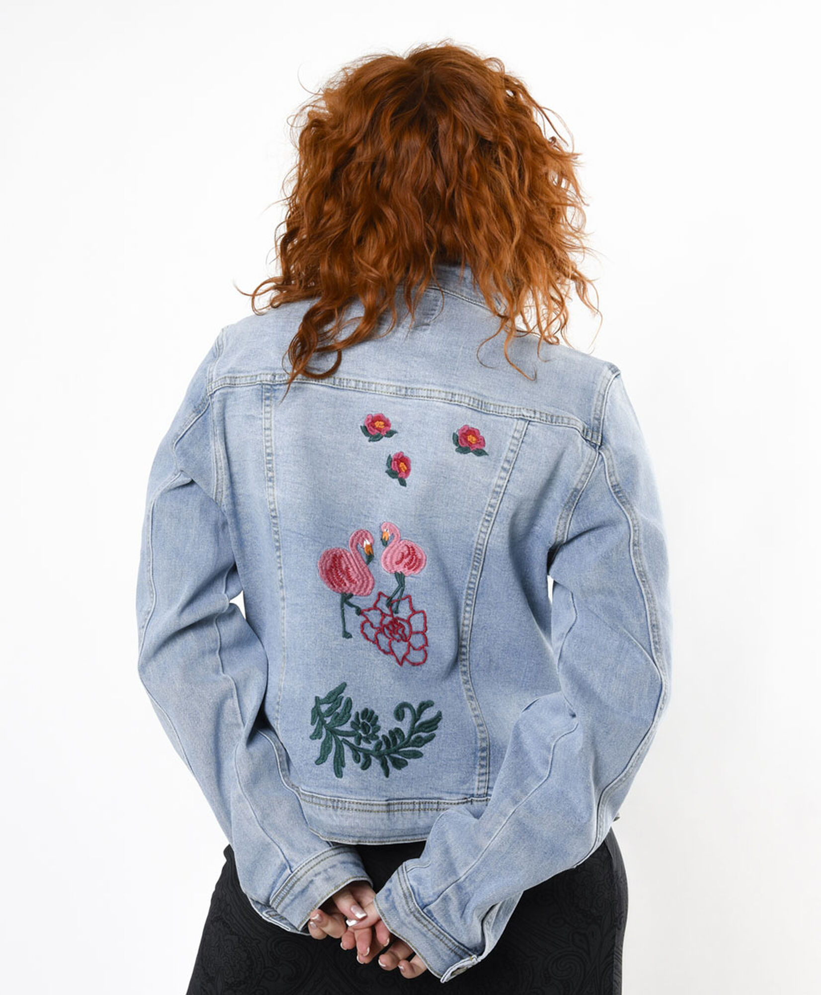 Chaqueta mujer denim flores bordadas TRICOT
