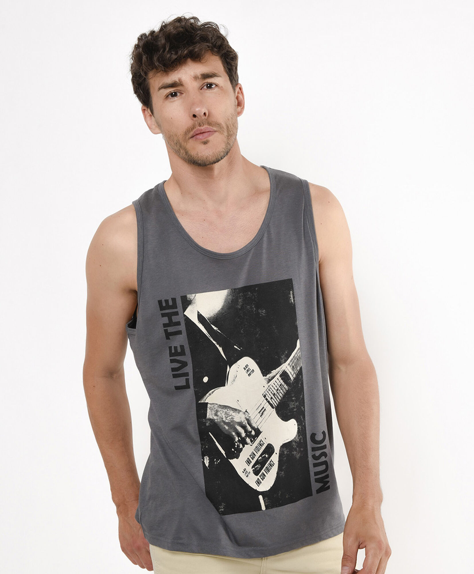 Polera hombre guitarra sin mangas Polera hombre guitarra sin mangas