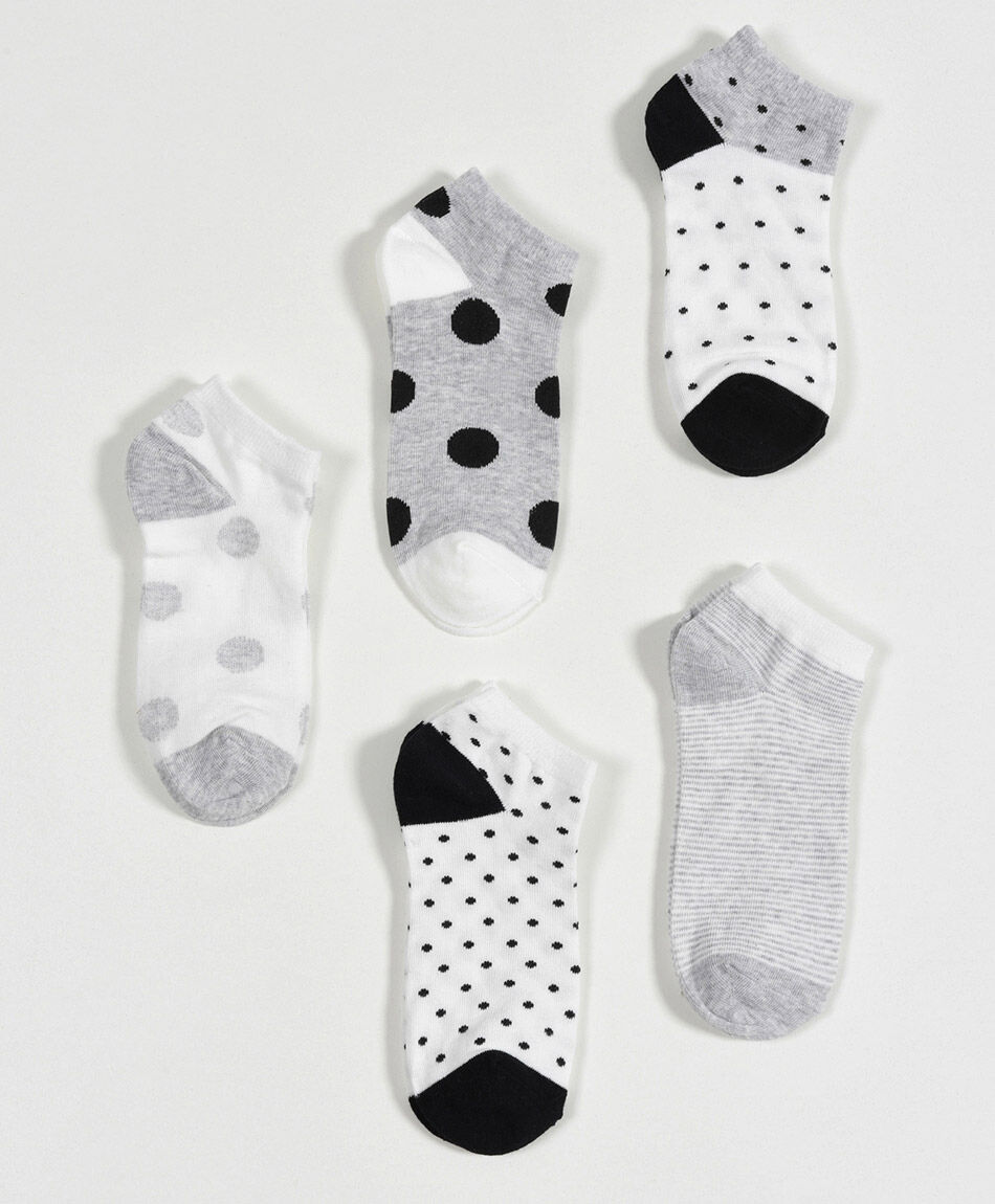 Pack 5 calcetines mujer cortos puntitos