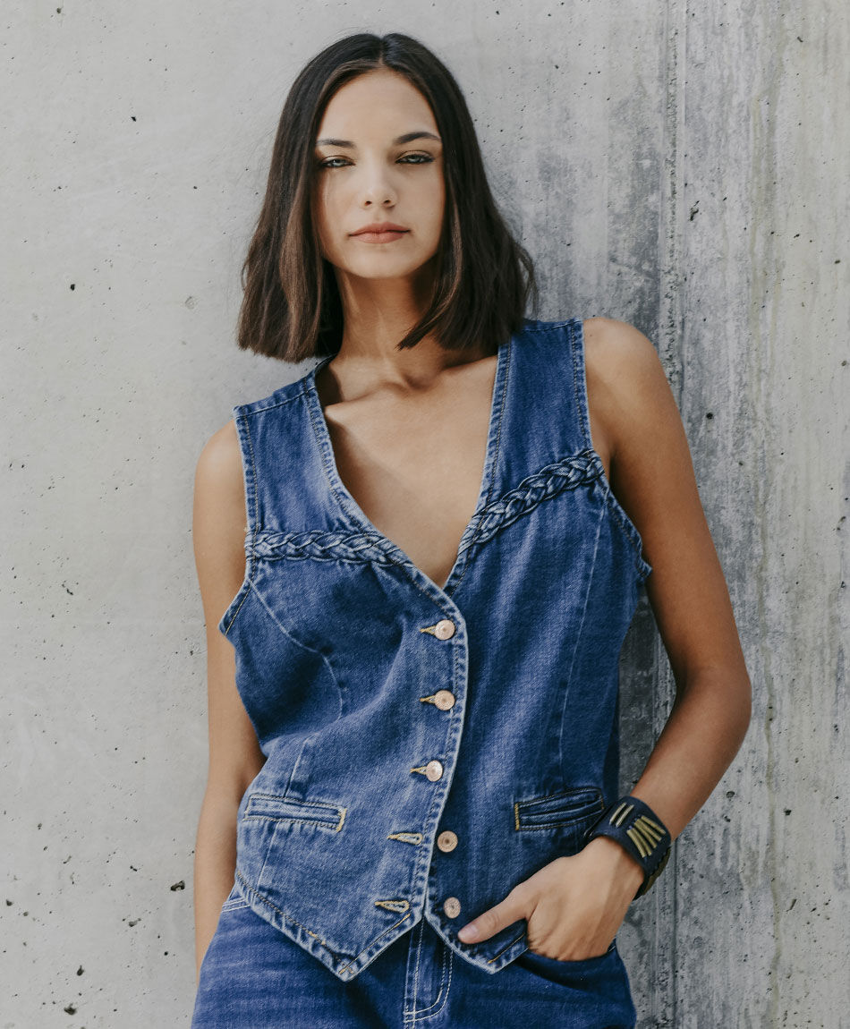Vest mujer denim trenzas