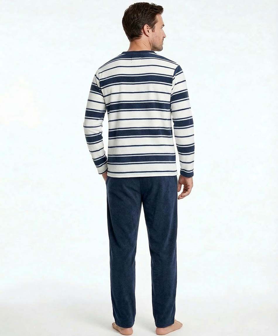 Pijama hombre polar l&iacute;neas blancas