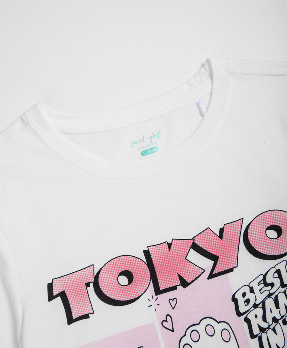 Polera ni&ntilde;a manga larga blanca