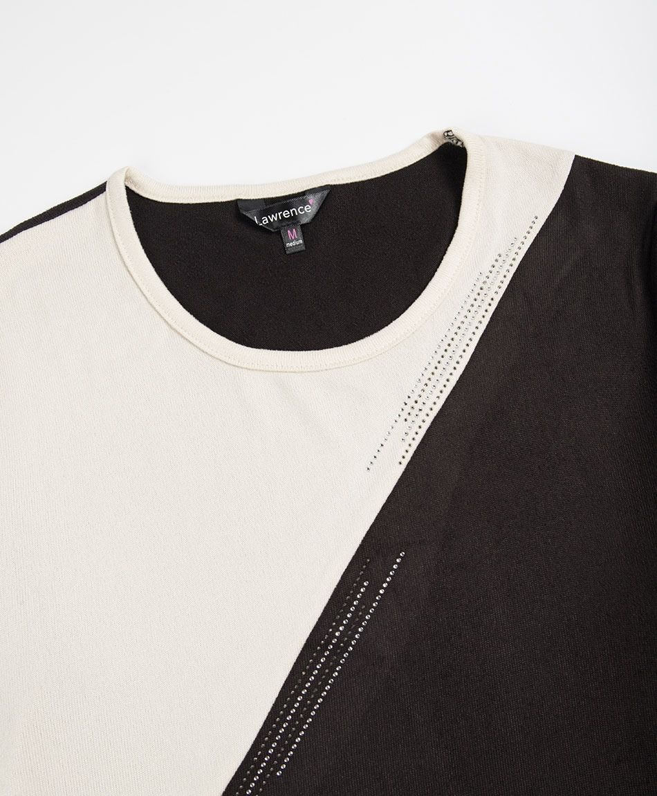 Polera mujer bicolor brillos