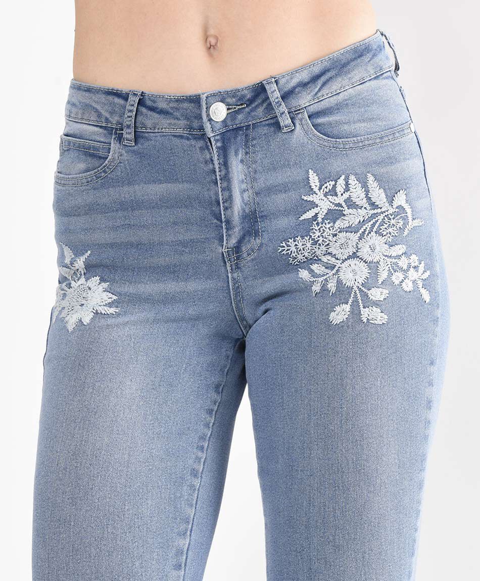 Jeans mujer bordados skinny fit